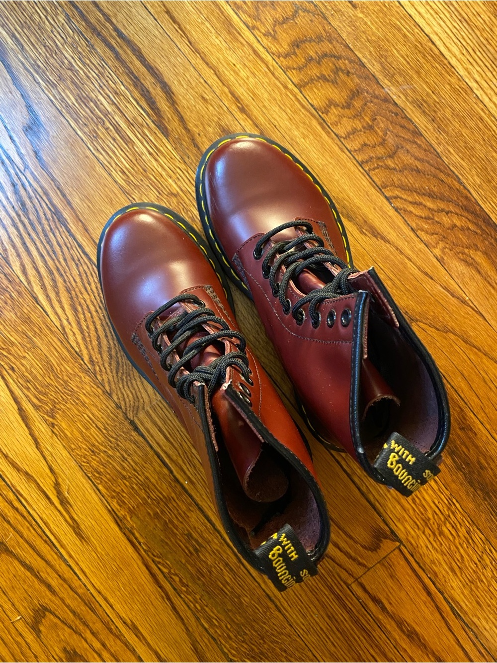 Dr. Martens Cherry Red Smooth Leather Lace-Up Boots
